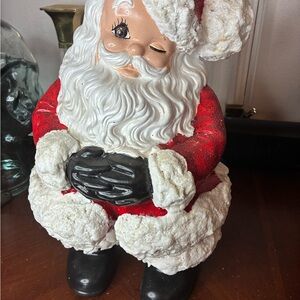 Vtg Atlantic Mold Winking Santa Claus Ceramic Hand Painted 14” Christmas Statue